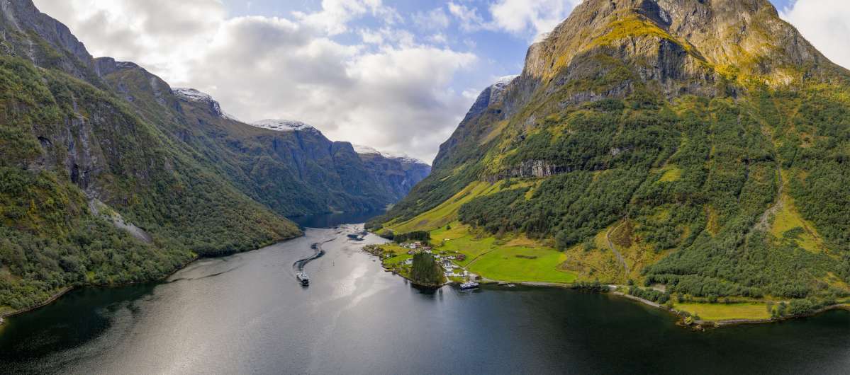 The UNESCO world heritage site Nærøyfjorden in the Sognefjord area of Fjord Norway