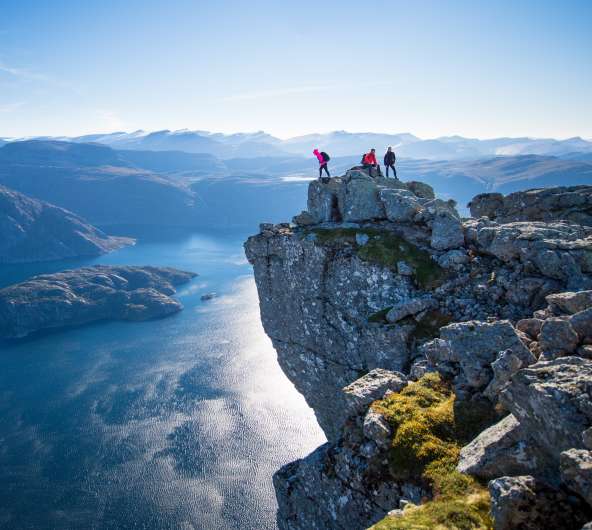 Hiking the Hornelen top in Bremanger in Fjord Norway