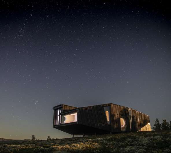 The UFO-cabin in Hessdalen by night