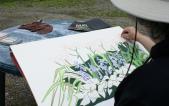 Artist and instructor Audrey Kay Dowling demonstrates drawing spring flowers, a three-part workshop series offered during Chautauqua in June.
