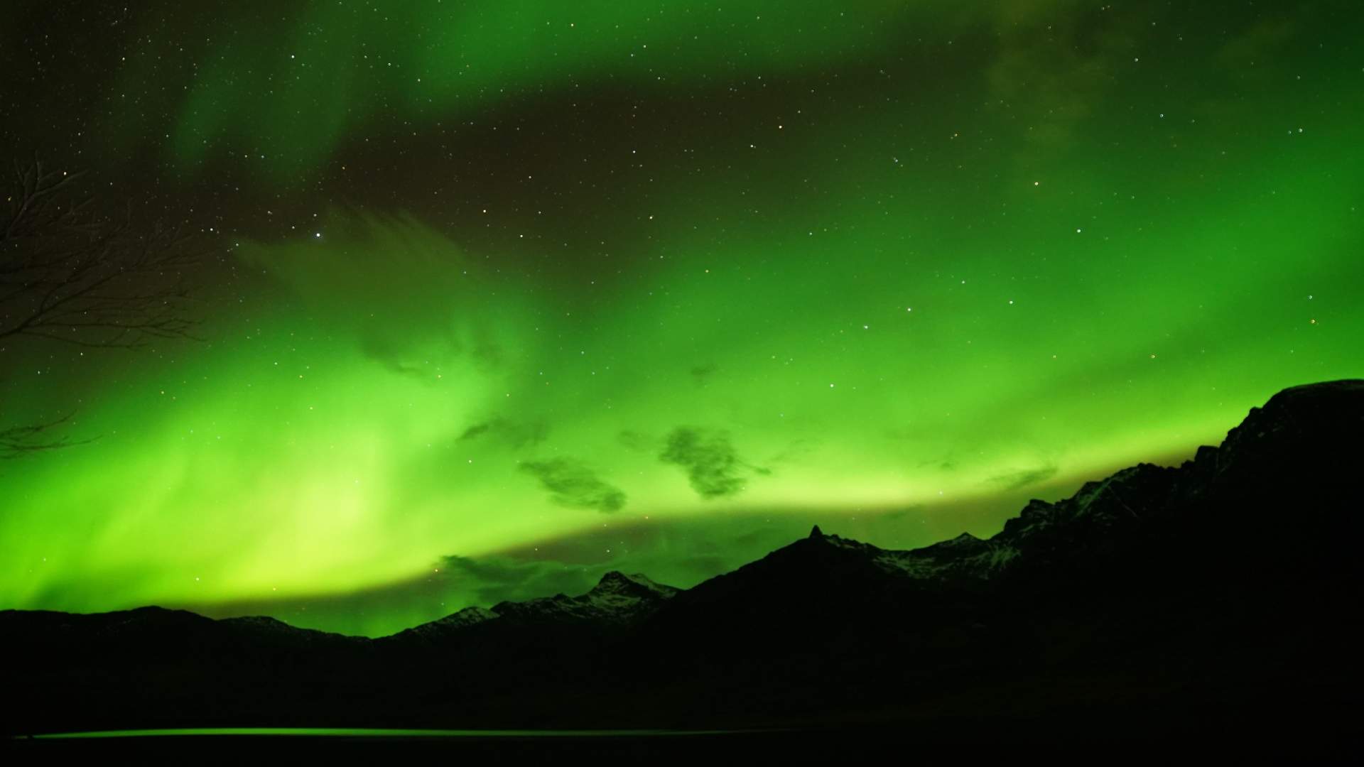 Northern Lights over mountains