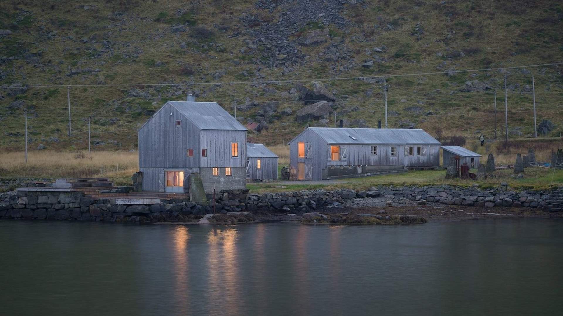 Villa Lofoten Exterior at Night