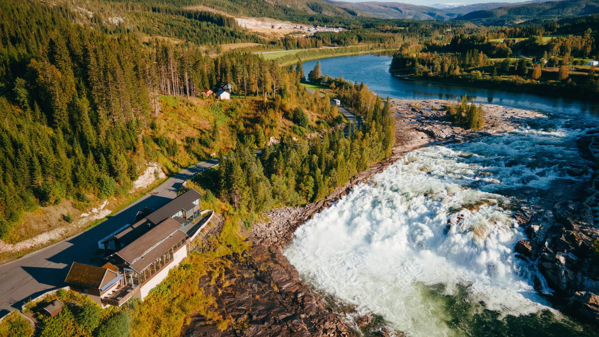 Laksforsen cascade in Grane municipality in Nordland Province in