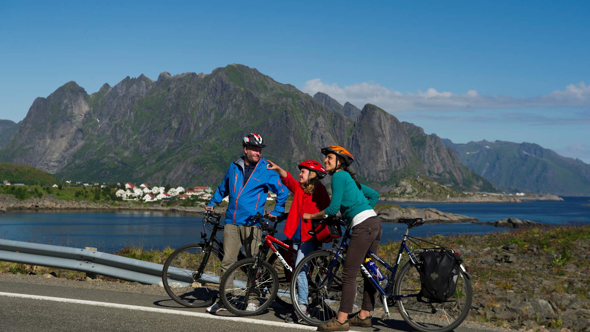 Bicycling at Hamnøya in the Lofoten islands_
