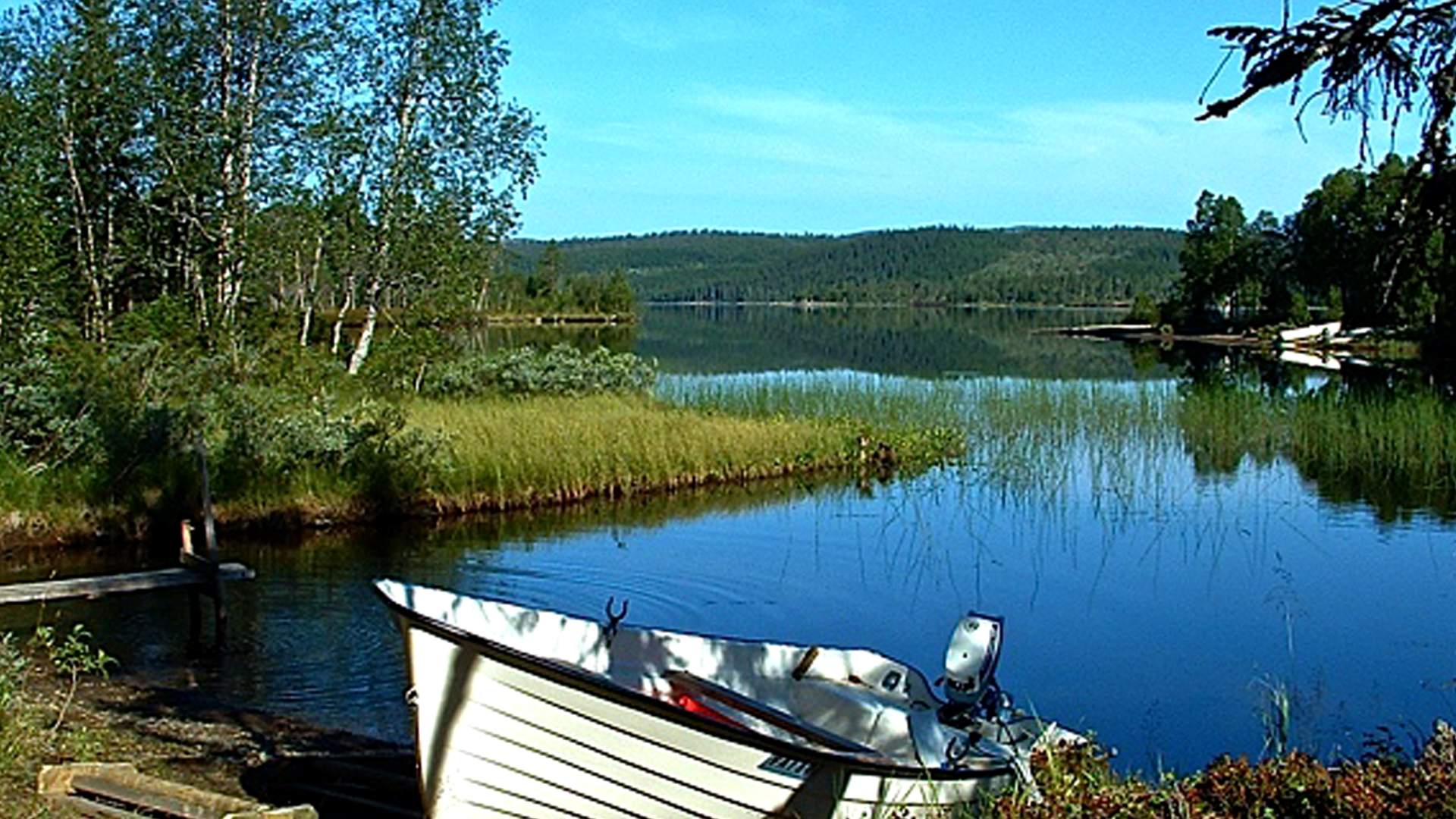 Steinkjer Kommuneskoger - båt ved et vann