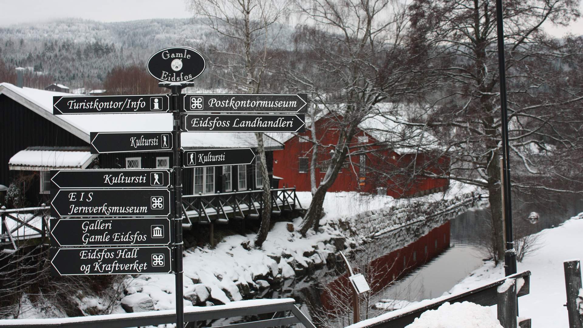 Eidsfoss vinter skilt
