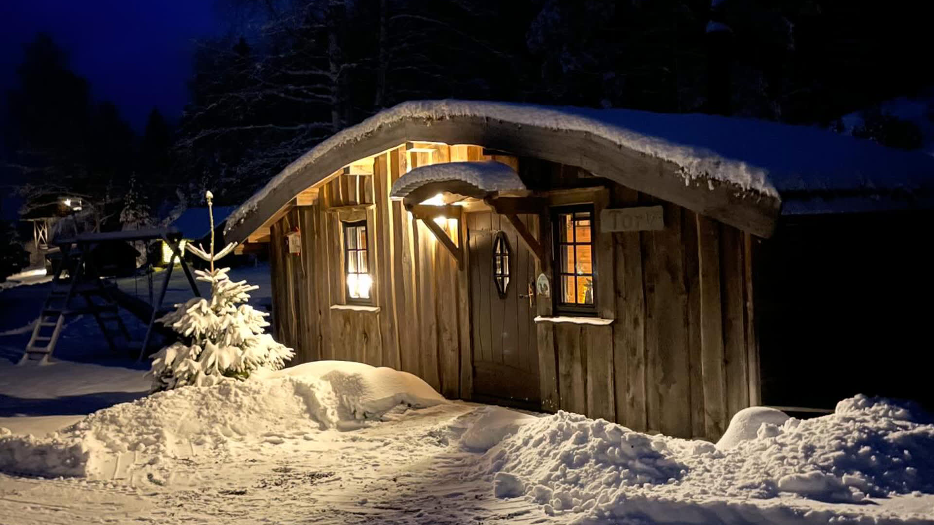 Mikrohyttene vinter foto Mikrohyttene