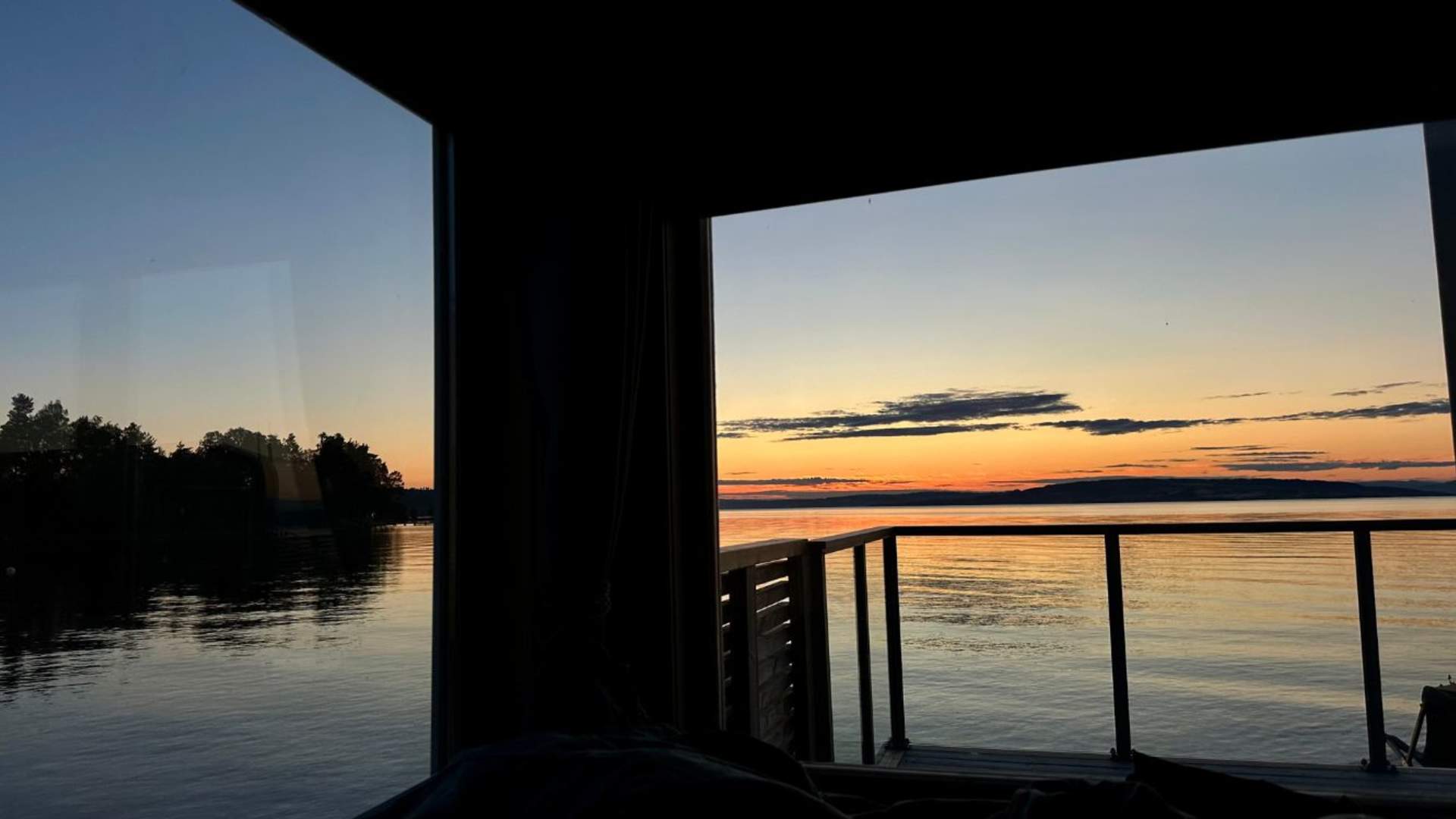 Panoramahytter i Evjua Strandpark, solnedgang