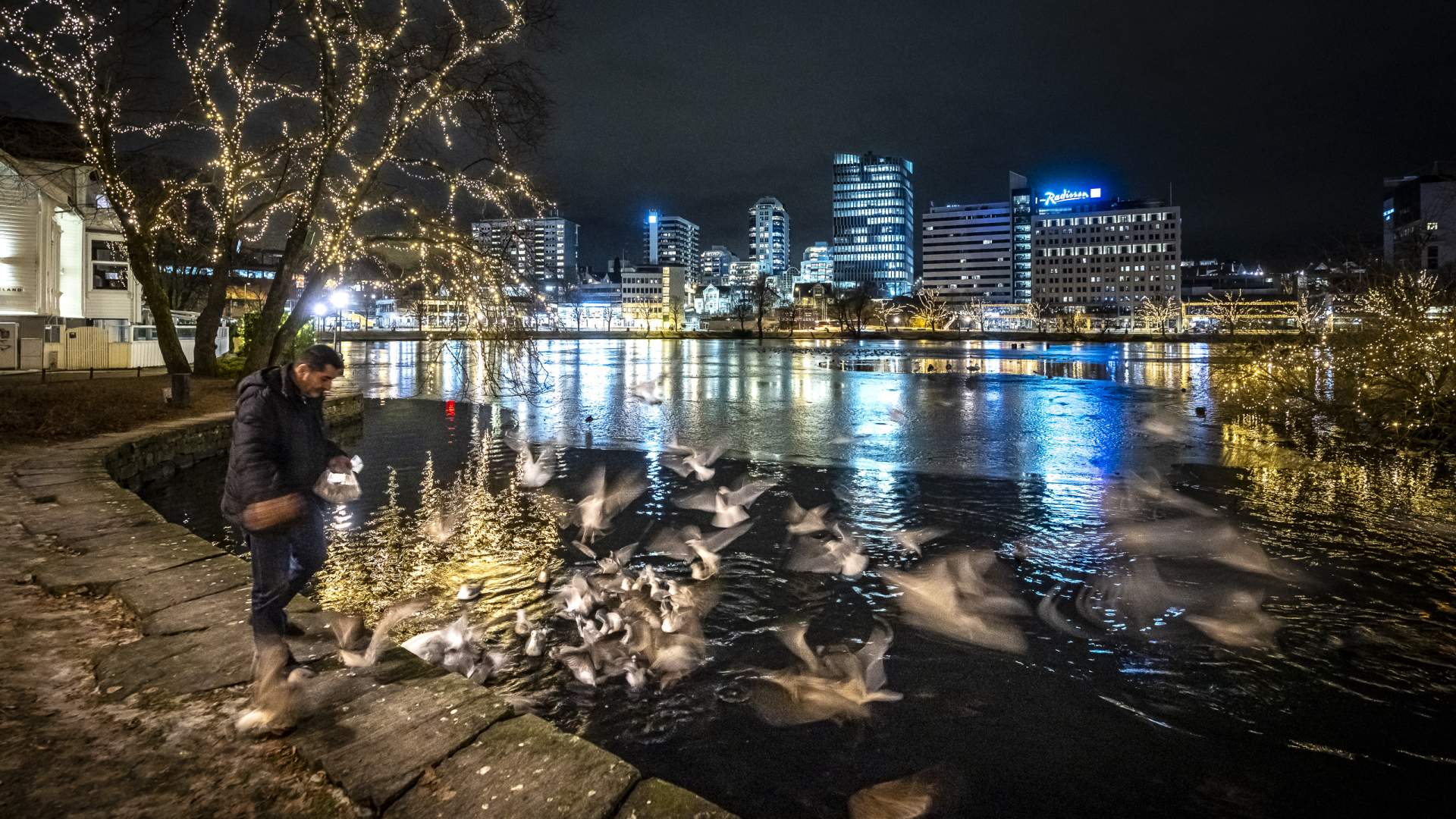 Christmas market in the city park in Stavanger
