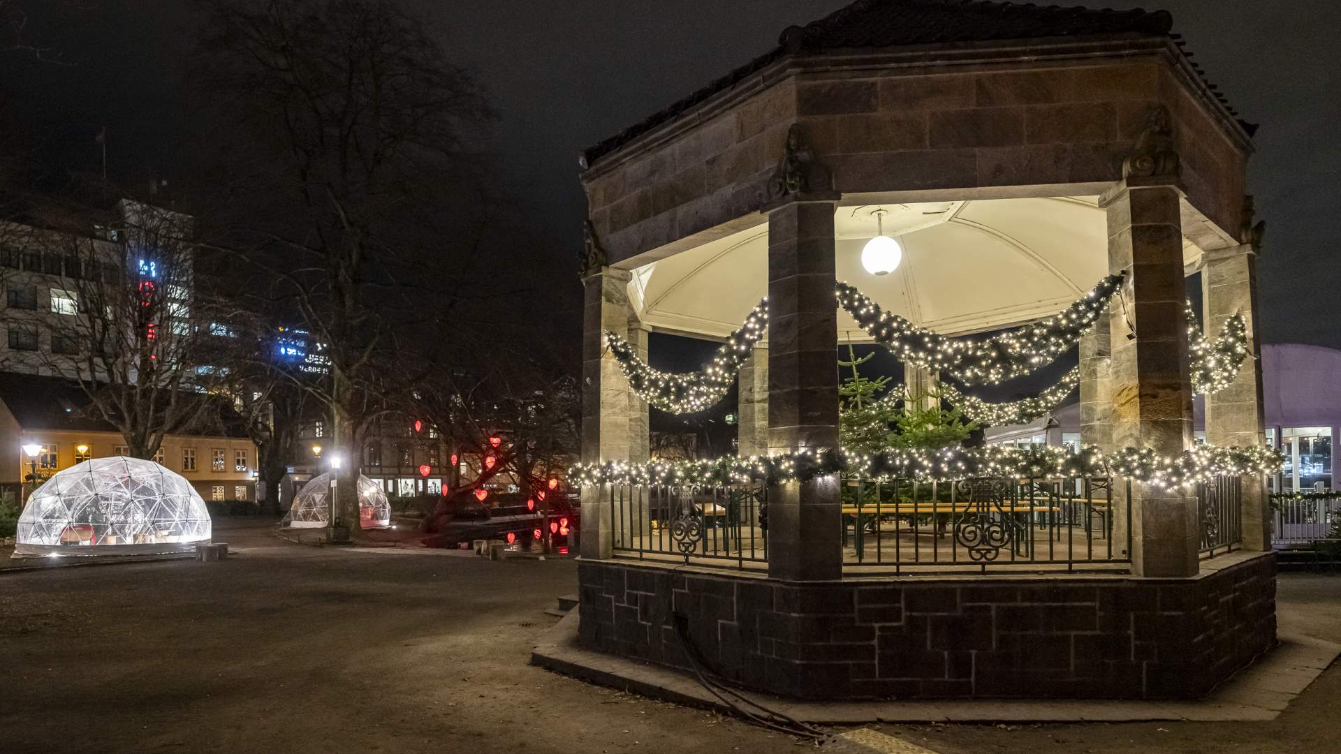 Christmas market in the city park in Stavanger