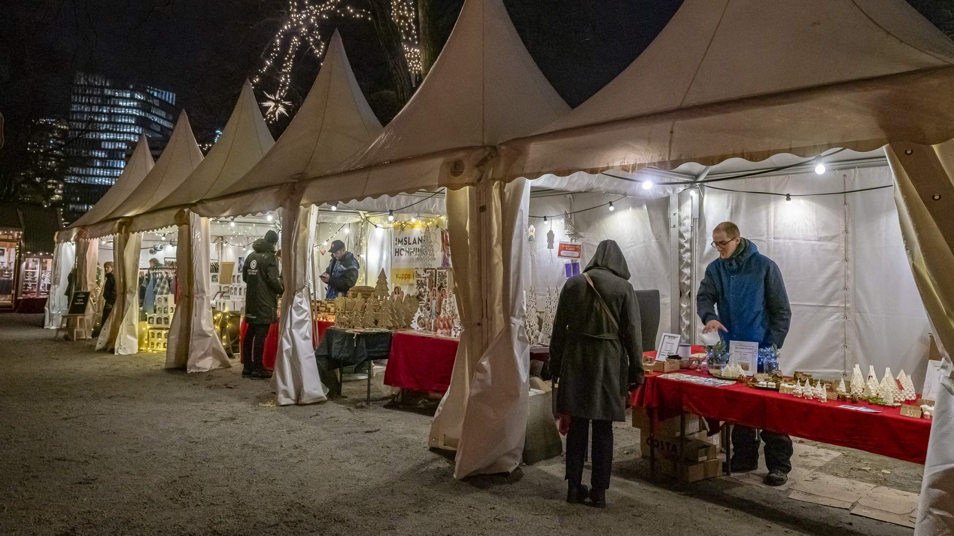 Christmas market in the city park in Stavanger