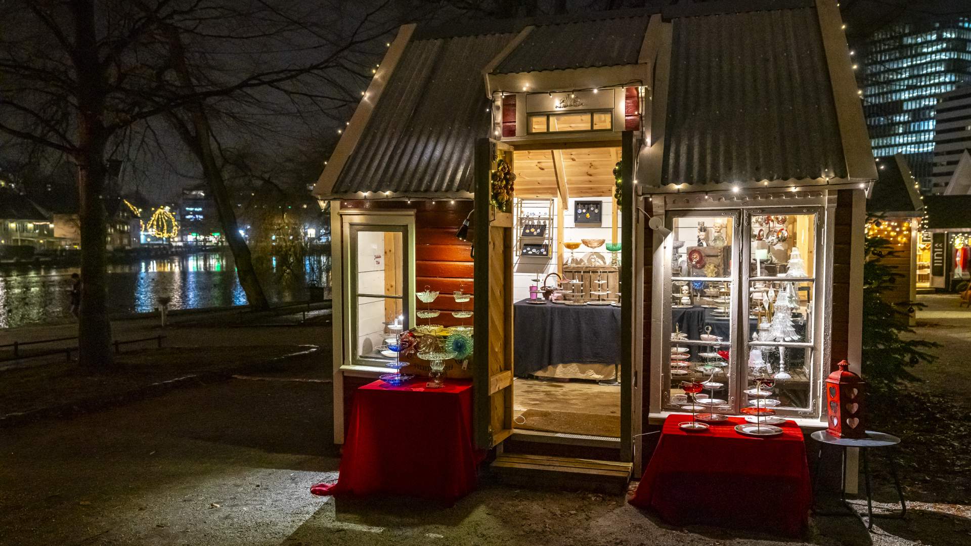 Christmas market in the city park in Stavanger