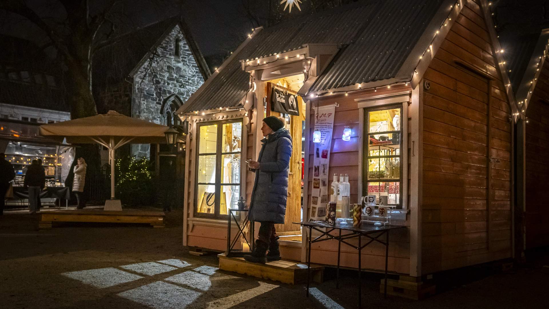 Christmas market in the city park in Stavanger