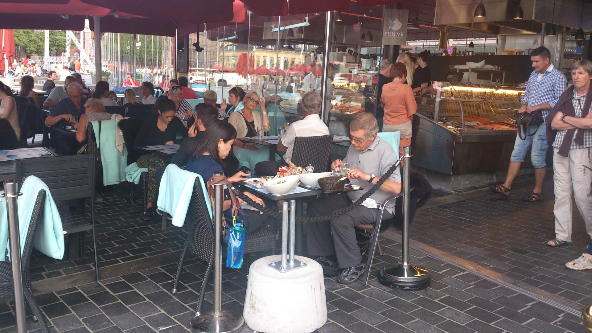 Restaurant outside and shop
