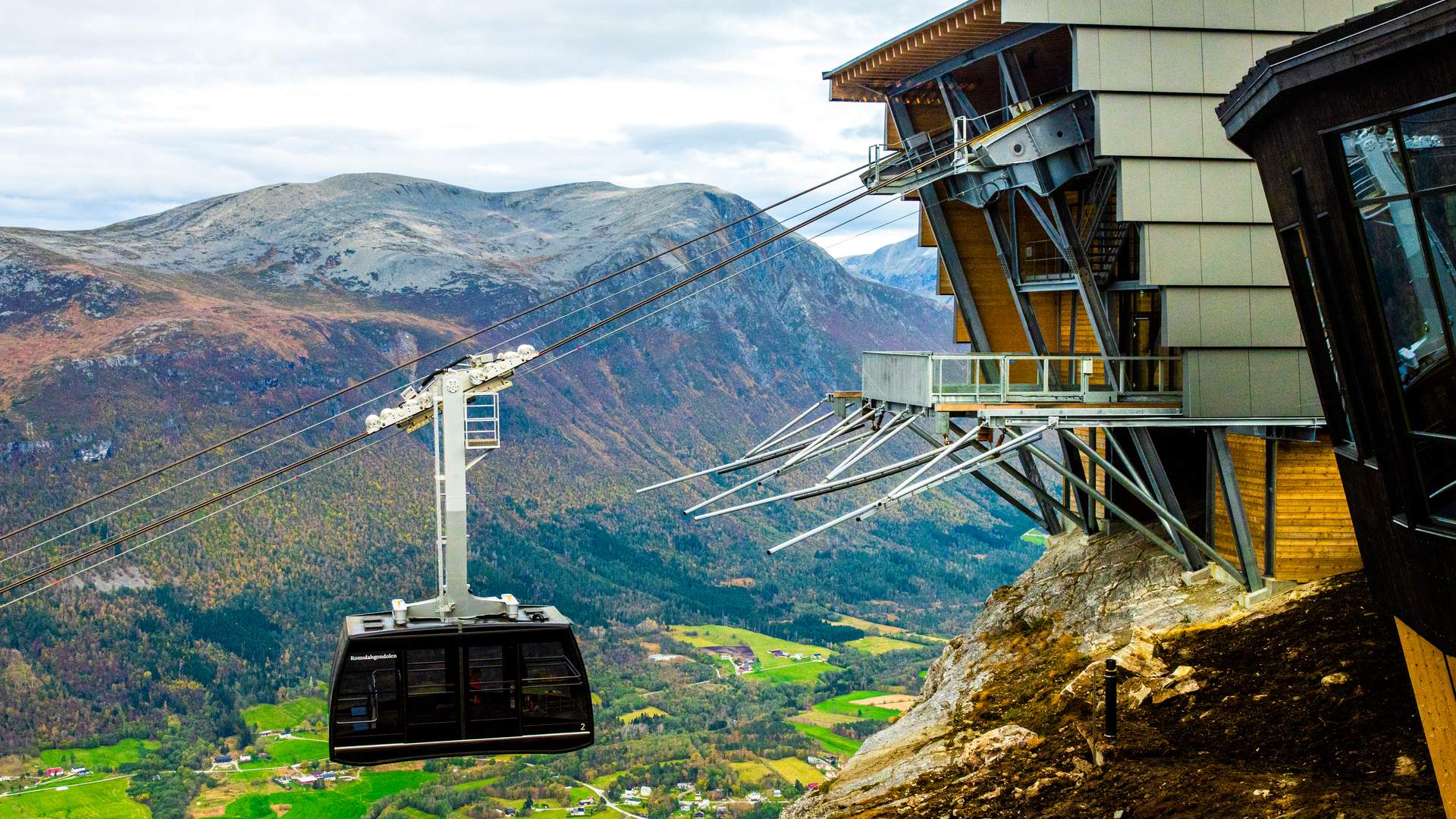 Romsdal gondola at end station on the top of Nesaksla