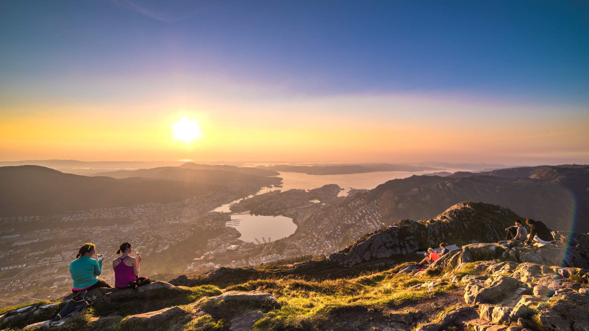 Summer sunset with view to Bergen City
