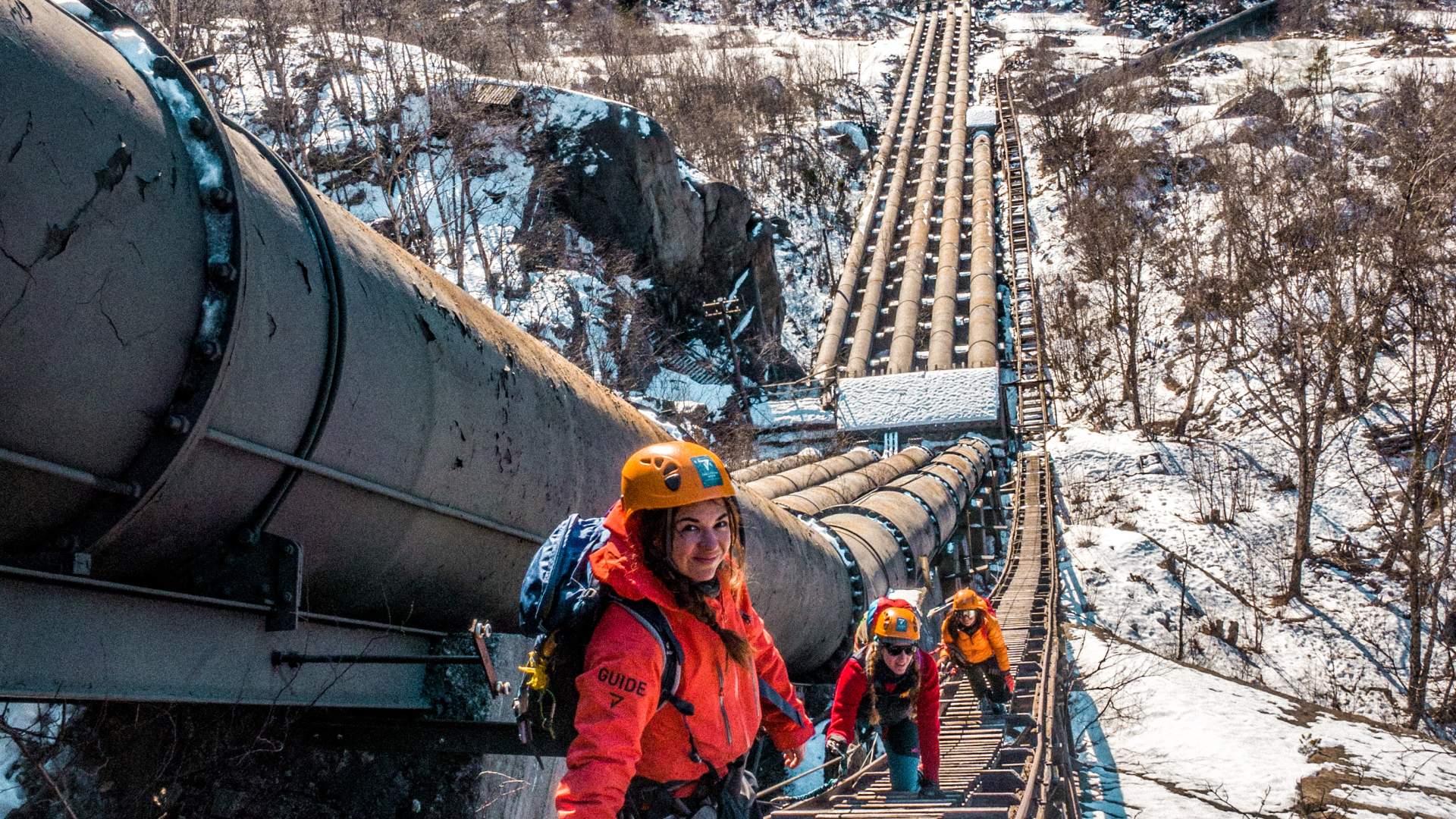 Trolltunga Active_Tyssedal Via Ferrata_penstocks_winter_liggende