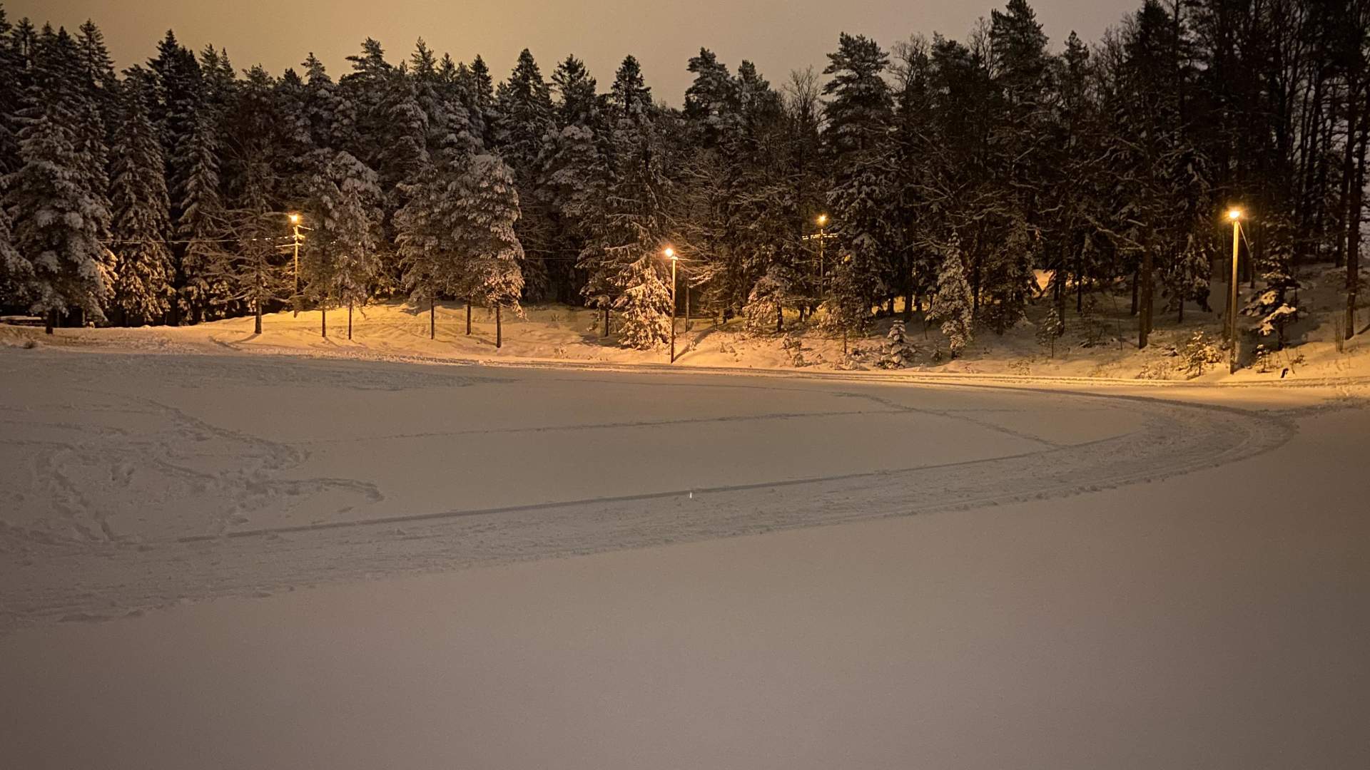 Lysløypa på Dømmesmoen på kvelden
