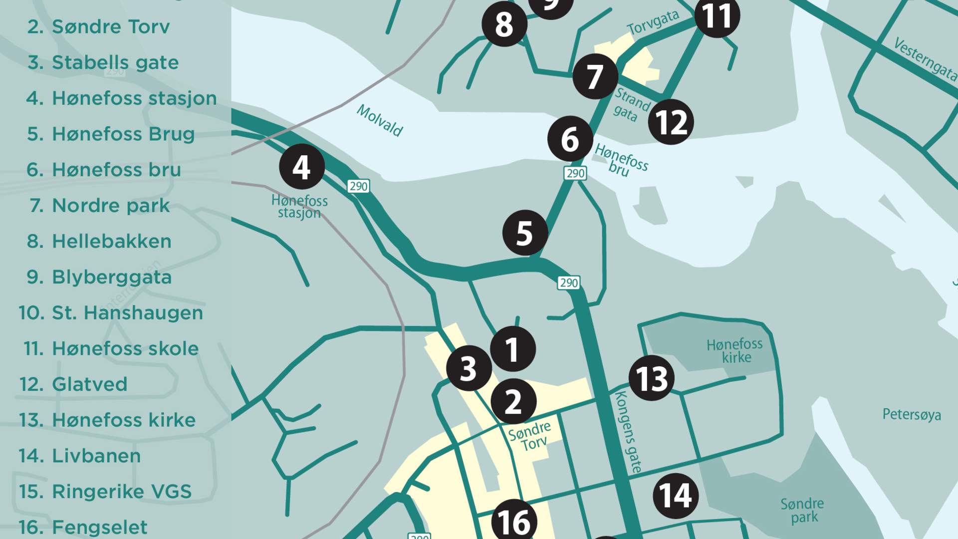 kulturrunden-kart Hønefoss