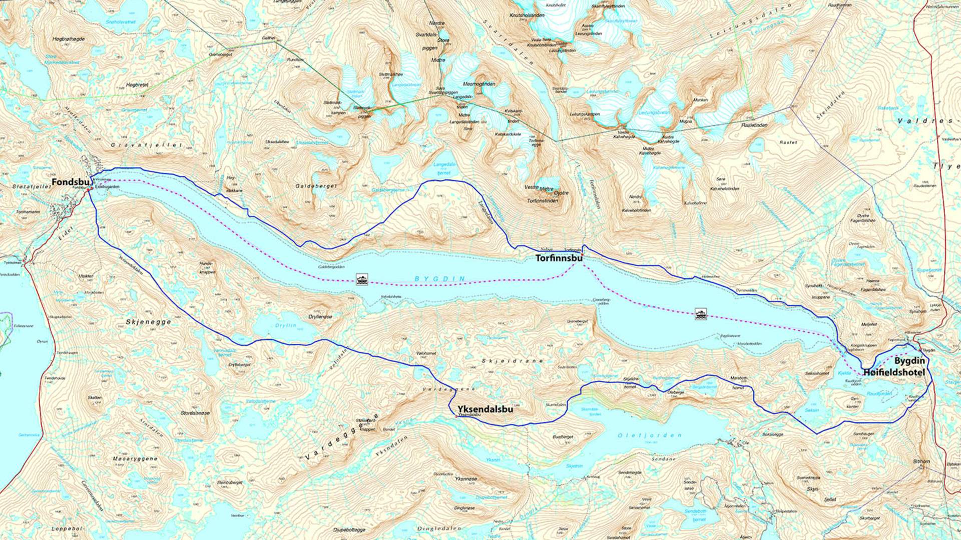 web_kart_Bygdin rundt på fire dager