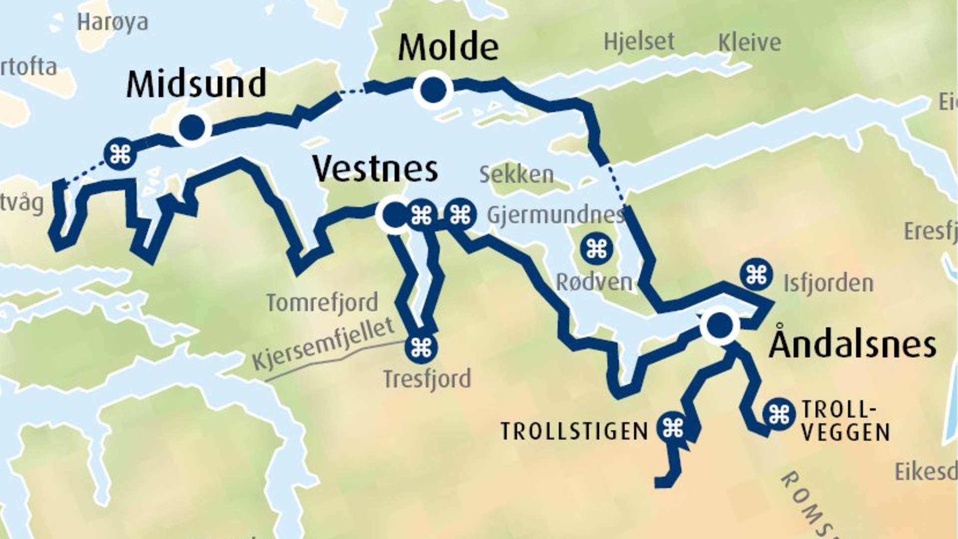Turforslag med bil fra Molde: Åndalsnes og Trollstigen