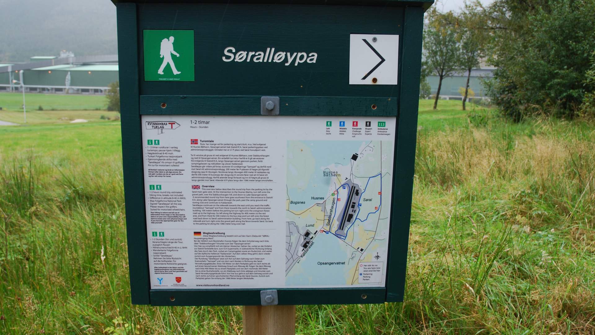 Die Wanderung Søral-loipe, Golfbahn und Husnes-Park