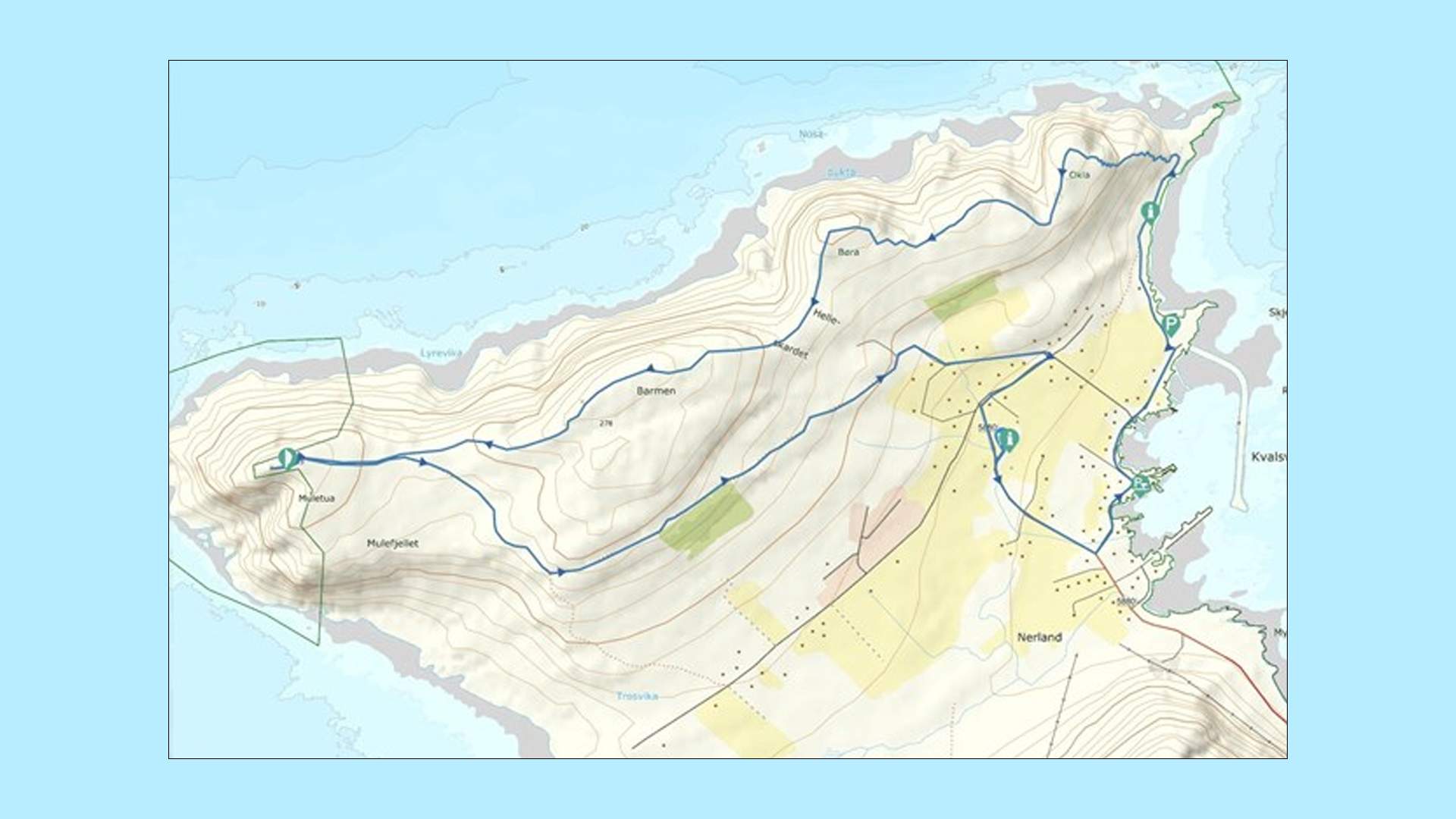 Rutekart over Kvalsvikryggen