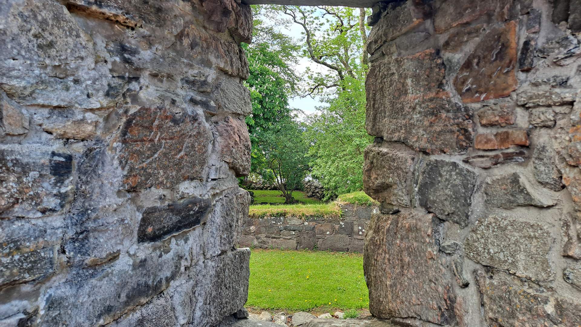 Mektige murar ved Halsnøy kloster