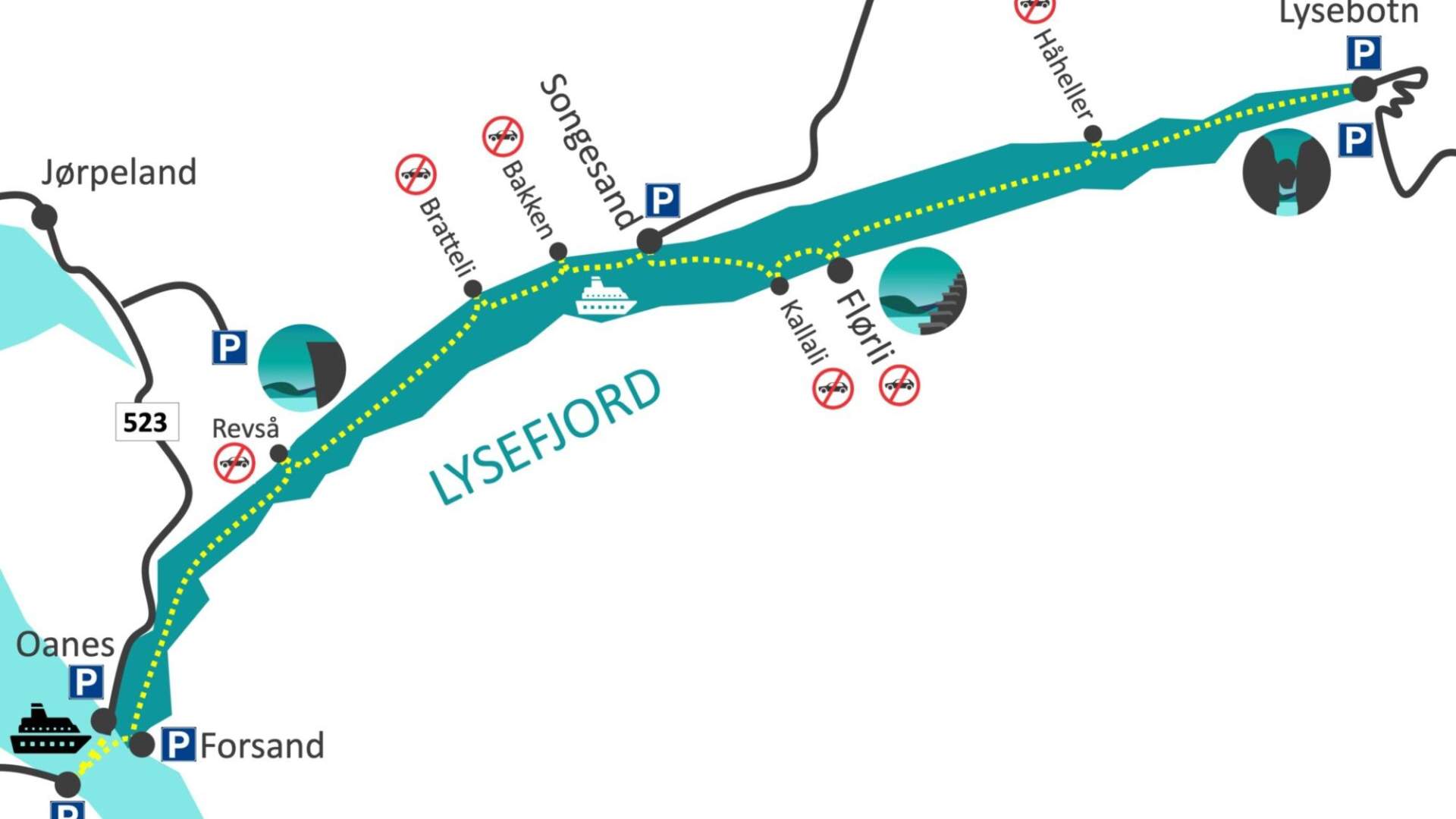 Fähre auf dem Lysefjord (Lysebotn-Forsand-Lauvvik)