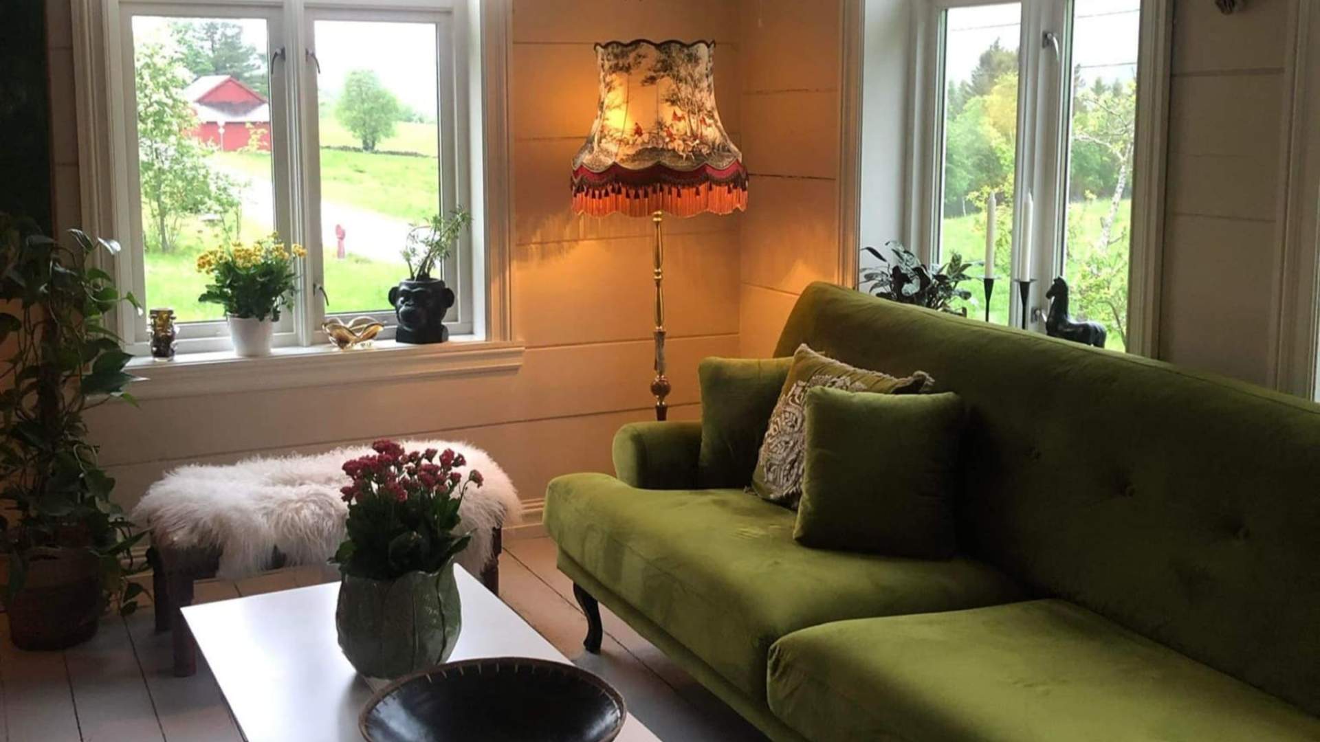 Koslig stue på Monshaugen Home.