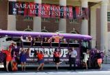 The Giddy Up! bus receiving a warm welcome from the staff of Saratoga Performing Arts Center at the