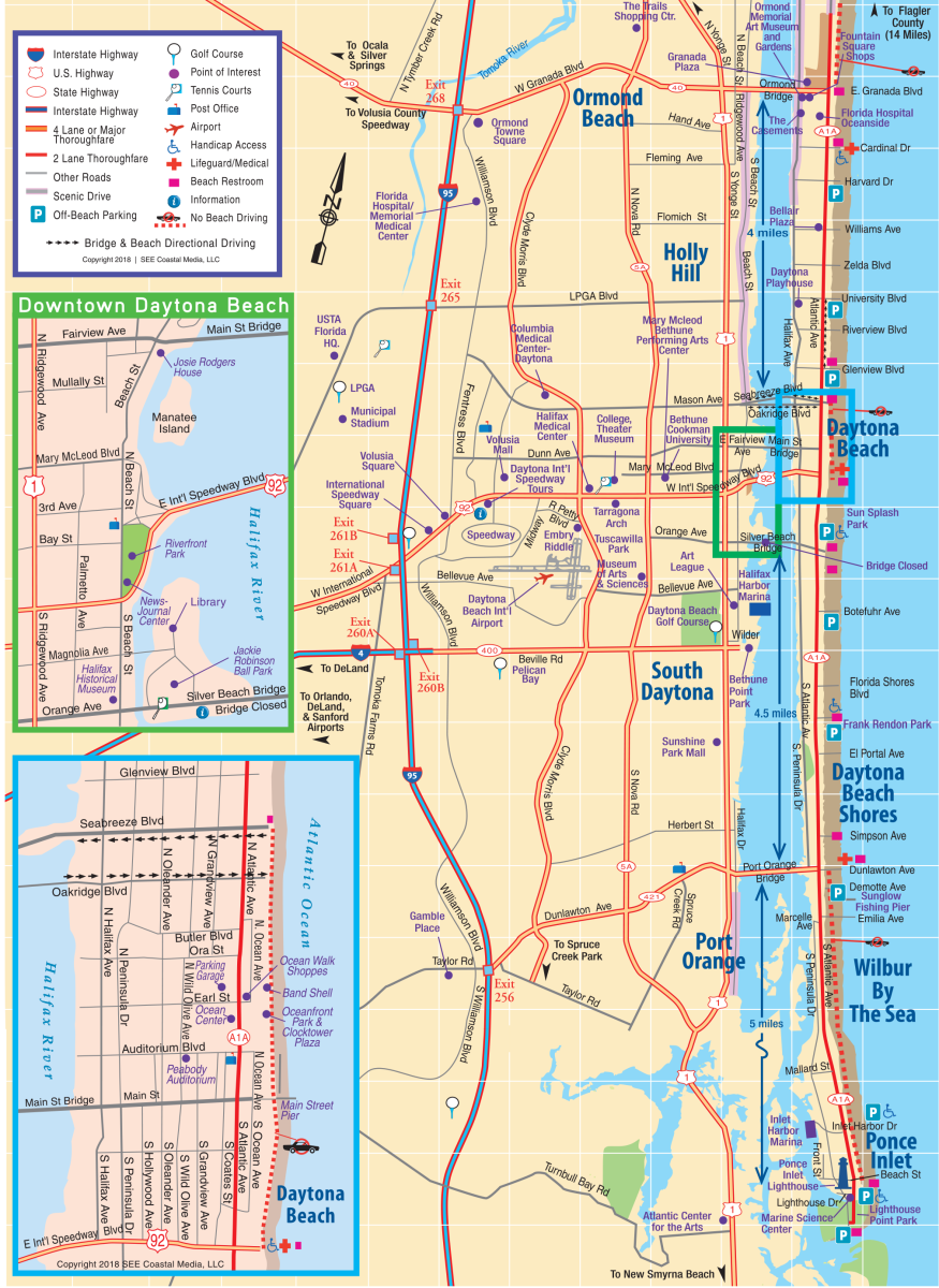 Daytona Beach Area Attractions Map Things To Do In Daytona