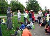 Father Louis Hennepin engages a group of Students and Parents with his recollections of Niagara in 1678