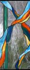 “Miranda’s Saturday,” a contemporary stained glass window by Tony Serviente, is on display as part of the Artistry and Piety exhibition at The History Center in Tompkins County through January 25th, 2014.