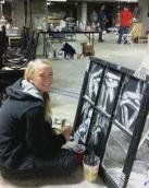Window Project participant Kaitlyn works on her piece titled Trapped. Image credit: June Leary