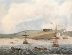 “Storming Fort Oswego by the 2nd Battalion Royal Marines and a Party of Seamen; 15 past Twelve Noon.” By John Hewett. Etched by Robert Havell, London, 1 May 1815. The many aspects of the Battle of Oswego will be discussed at a War of 1812 Symposium April 2 at the American Foundry in Oswego.
