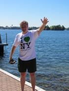 Erik Baard, the 2011 Greenest New Yorker sends greetings from the Boldt Yacht House on Wellesley Island on the St. Lawrence River. (Photo by Gary DeYoung, 1000 Islands International Tourism Council.)