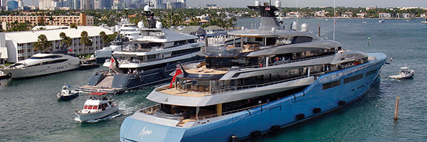 Superyachts on the water at the Fort Lauderdale International Boat Show.