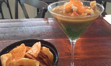 Food in martini glass