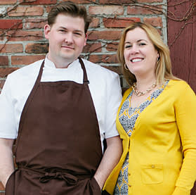 Lisa and Champe Speidel outside Persimmon restaurant