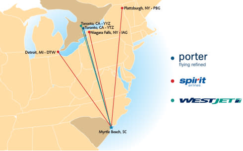 Canadians Traveling To Myrtle Beach Canada Air Map