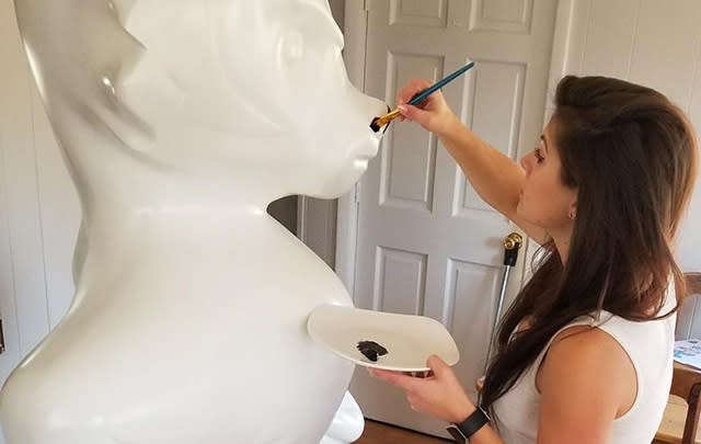 Bucky on Parade: artist working