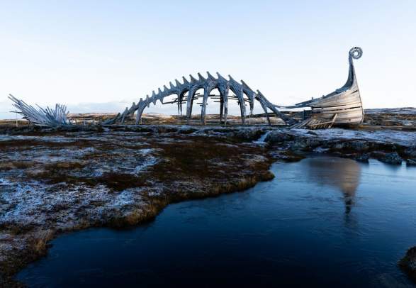 Drakkar Wooden sculpture - a "must-see" art piece when visiting Vardø
