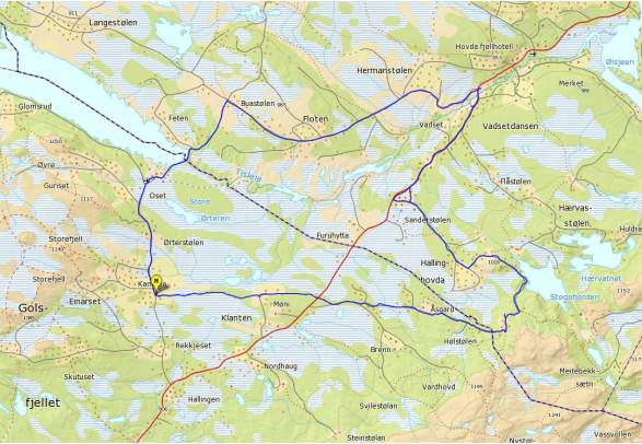 Tisleidalen roundtrip(Medium 43 km) - Golsfjellet