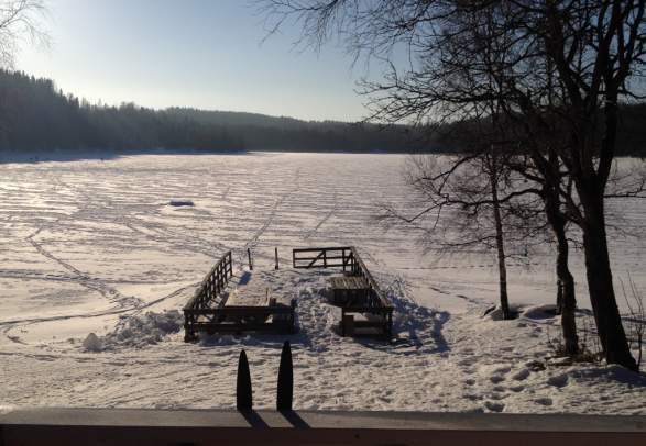 Ice fishing from the Selmer cabin