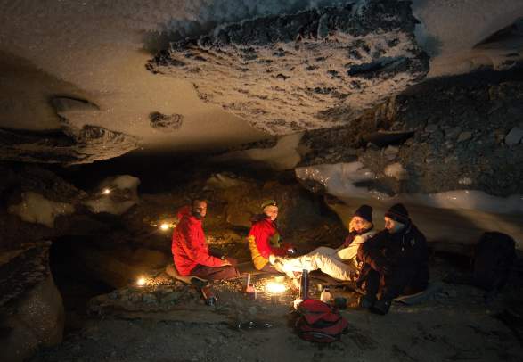 Ice cave overnight adventure: A night in an icecave - Svalbard Wildlife Expeditions