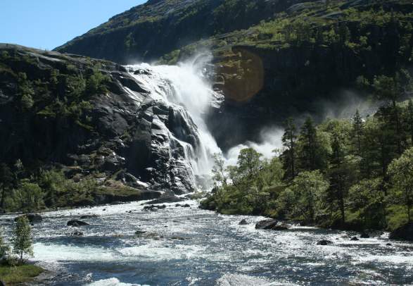The four waterfalls of Husedalen valley and Hardangervidda National Park