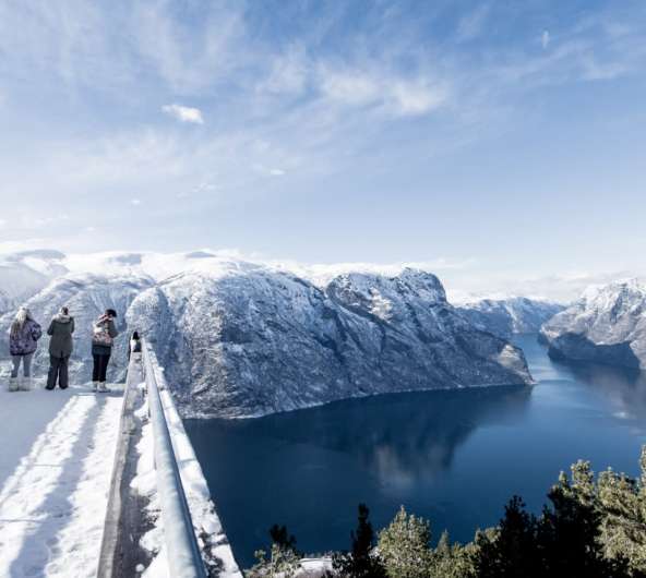 Stegastein viewpoint at Aurland during winter.