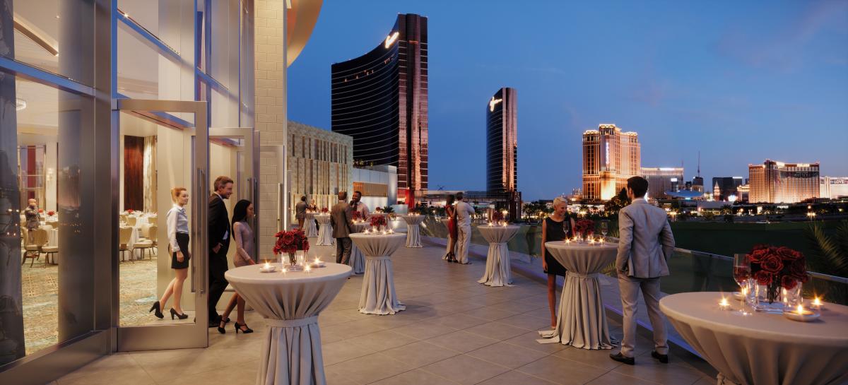 This rendering of the future Resorts Worlds imagines people enjoying fresh air and Las Vegas Strip views.