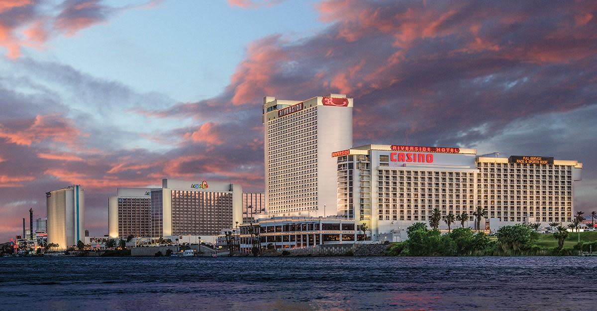 Riverside Hotel Resort and Casino at sunset in Laughlin, NV